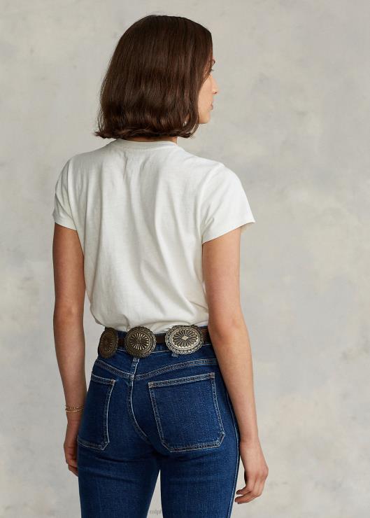 playera con gráfico de jersey de bandera mujer crema Ralph Lauren 2XR2V3356