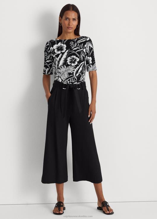 playera de algodón elástico floral mujer blanco negro Ralph Lauren 2XR2V4346