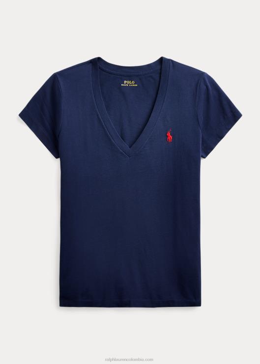 playera de punto de algodón con cuello en V mujerRalph Lauren 2XR2V9492