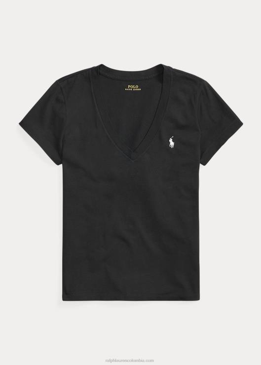 playera de punto de algodón con cuello en V mujerRalph Lauren 2XR2V9493
