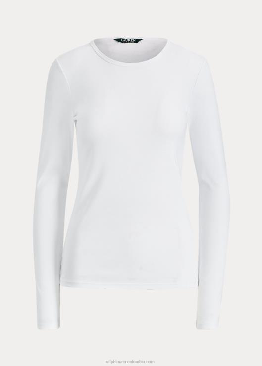 top de manga larga en mezcla de algodón mujer blanco Ralph Lauren 2XR2V4241