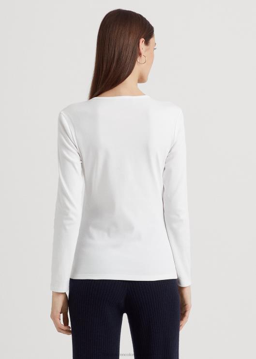 top de manga larga en mezcla de algodón mujer blanco Ralph Lauren 2XR2V4241