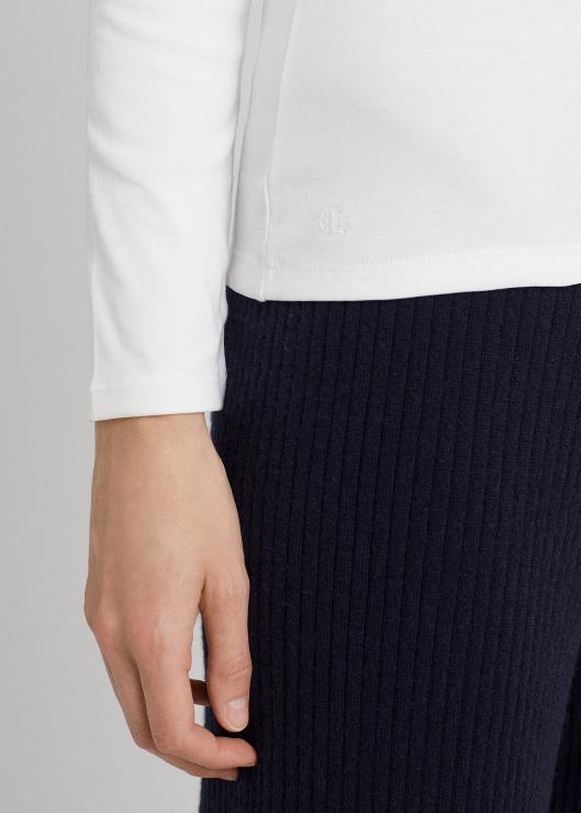 top de manga larga en mezcla de algodón mujer blanco Ralph Lauren 2XR2V4241