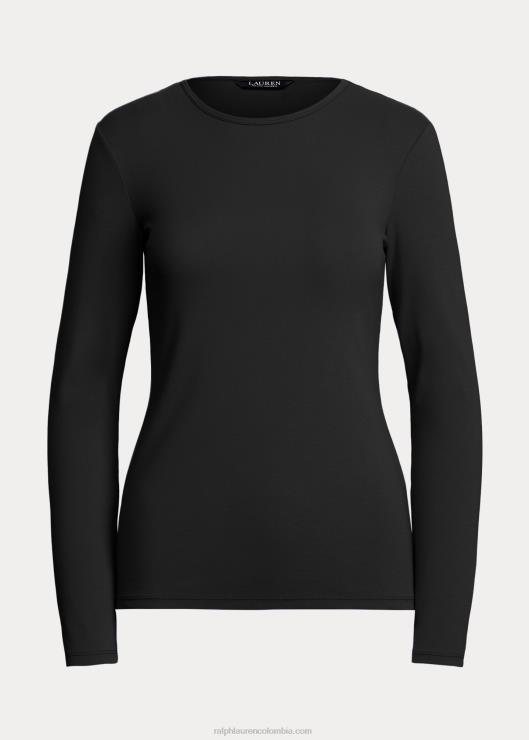 top de manga larga en mezcla de algodón mujer negro Ralph Lauren 2XR2V4239
