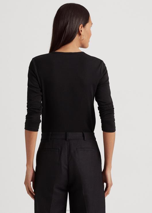 top de manga larga en mezcla de algodón mujer negro Ralph Lauren 2XR2V4239