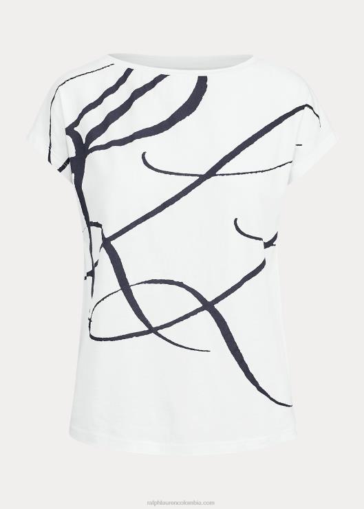 top de mezcla de algodón con logo estampado mujer blanco Ralph Lauren 2XR2V4246