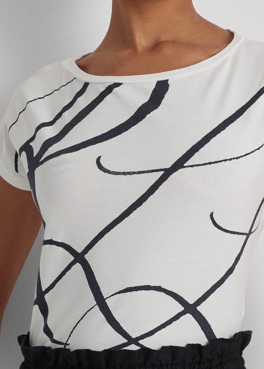 top de mezcla de algodón con logo estampado mujer blanco Ralph Lauren 2XR2V4246