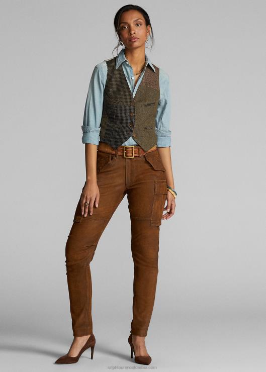 chaleco de tweed con parches mujer verde oliva/carbón/bronceado multicolor Ralph Lauren 2XR2V3678