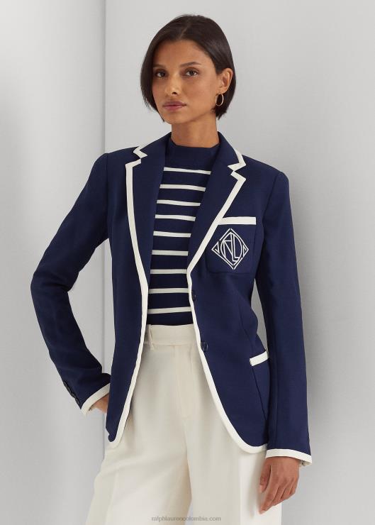 blazer bicolor de georgette mujer azul marino refinado/crema Ralph Lauren 2XR2V4007
