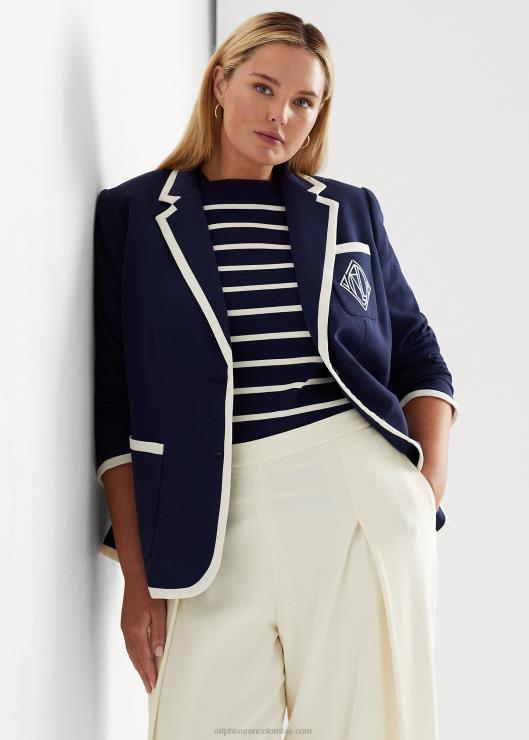 blazer bicolor de georgette mujer azul marino refinado/crema Ralph Lauren 2XR2V4690