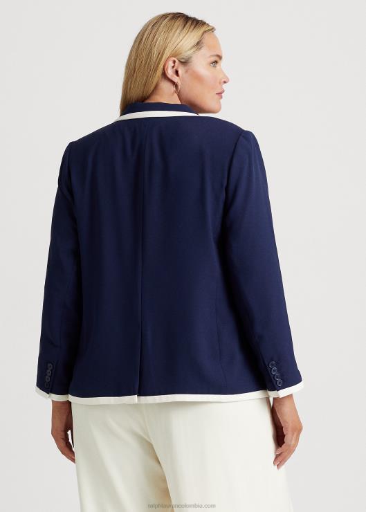 blazer bicolor de georgette mujer azul marino refinado/crema Ralph Lauren 2XR2V4690