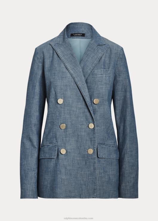 blazer de cambray con doble botonadura mujer lavado azul berilo Ralph Lauren 2XR2V3959