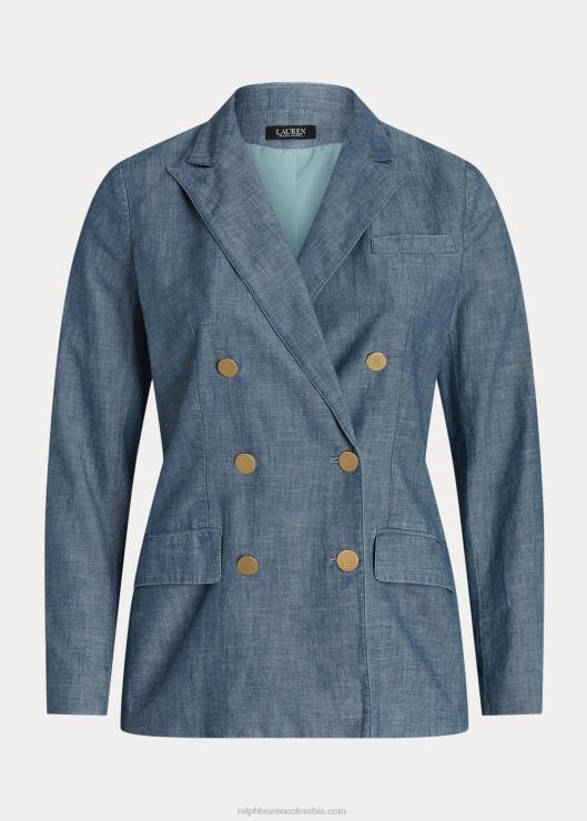 blazer de cambray con doble botonadura mujer lavado azul berilo Ralph Lauren 2XR2V4601