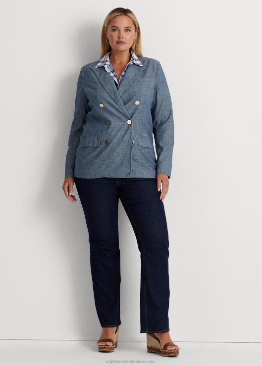 blazer de cambray con doble botonadura mujer lavado azul berilo Ralph Lauren 2XR2V4601
