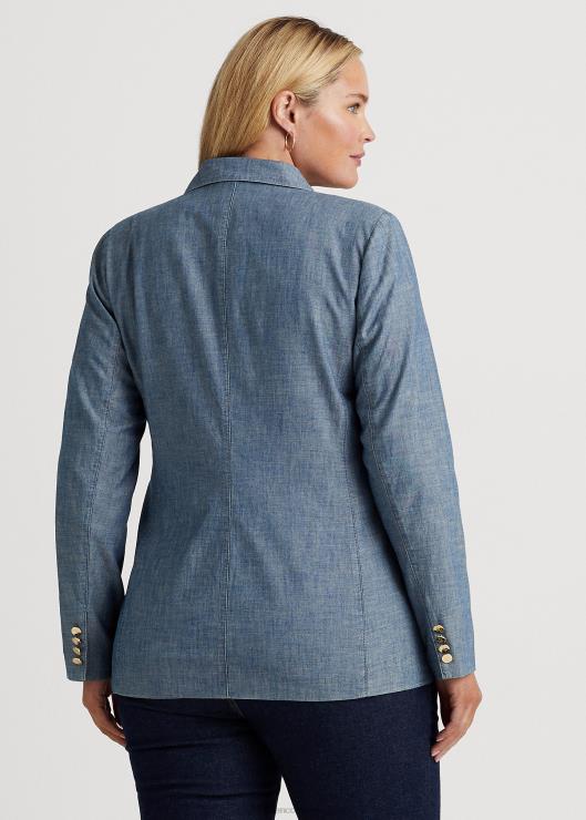 blazer de cambray con doble botonadura mujer lavado azul berilo Ralph Lauren 2XR2V4601