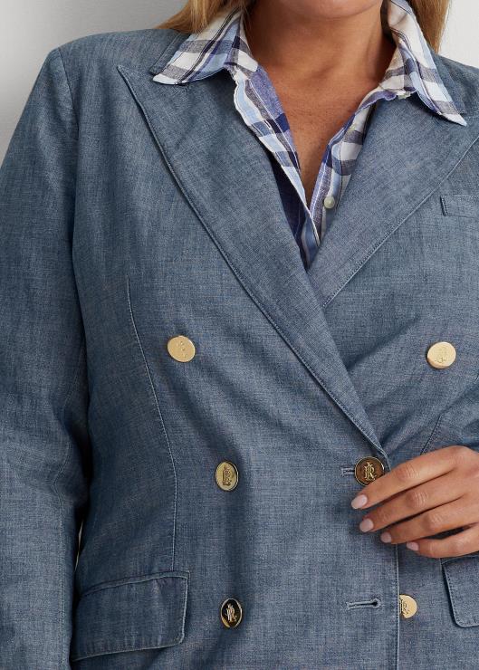 blazer de cambray con doble botonadura mujer lavado azul berilo Ralph Lauren 2XR2V4601
