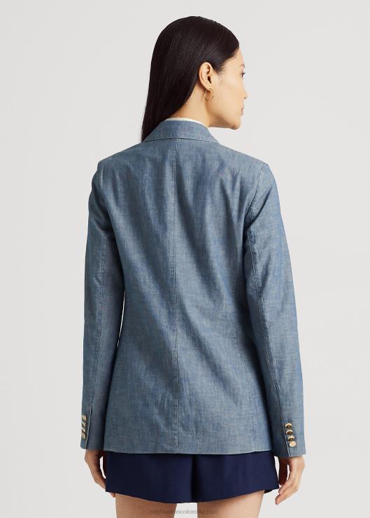blazer de cambray con doble botonadura mujer lavado azul berilo Ralph Lauren 2XR2V4828