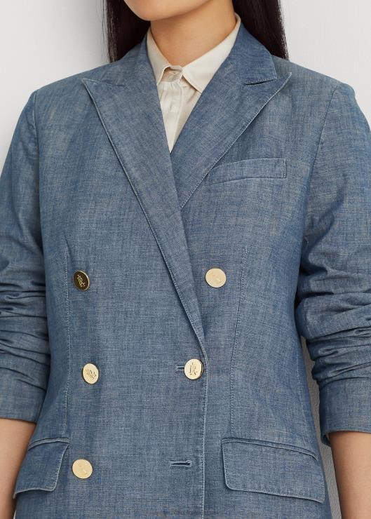 blazer de cambray con doble botonadura mujer lavado azul berilo Ralph Lauren 2XR2V4828