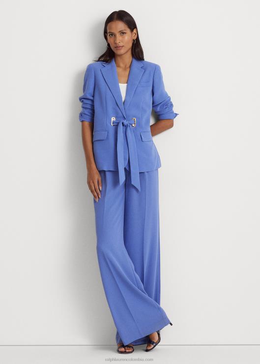 blazer de georgette con cinturón mujer azul nueva inglaterra Ralph Lauren 2XR2V9561