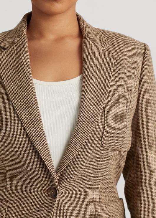 blazer de sarga de algodón y lino mujer marrón multi Ralph Lauren 2XR2V4784