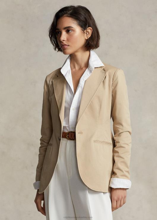 blazer de sarga elástica mujer broncearse Ralph Lauren 2XR2V3191