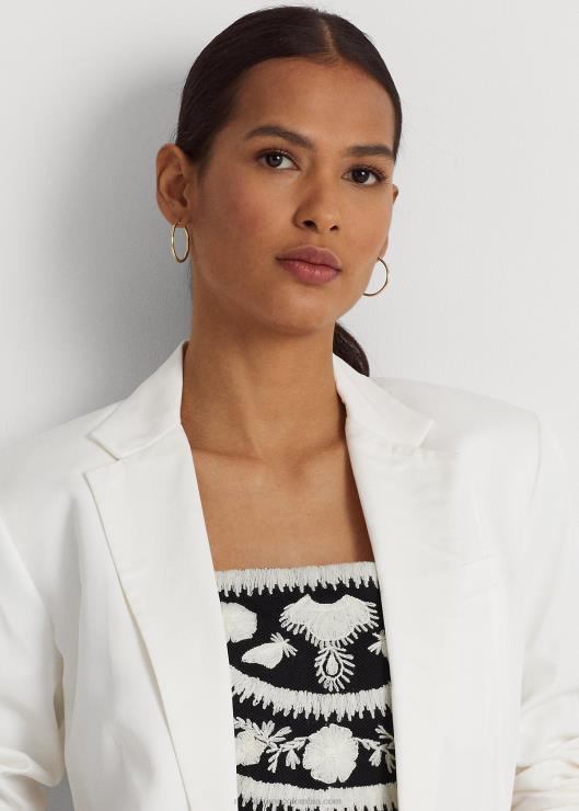 blazer de sarga en mezcla de lino mujer blanco Ralph Lauren 2XR2V3850