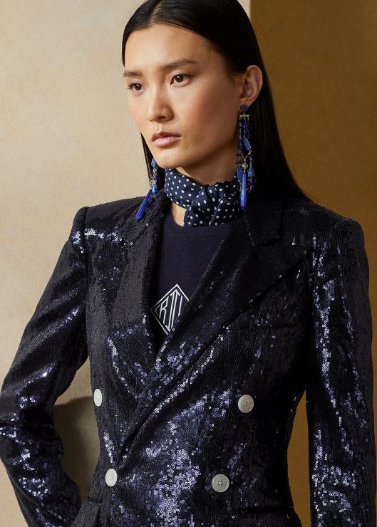 chamarra Camden con lentejuelas mujer marina de lujo Ralph Lauren 2XR2V3512