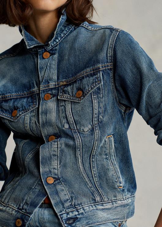 chamarra de camionero de mezclilla mujer índigo oscuro Ralph Lauren 2XR2V3278