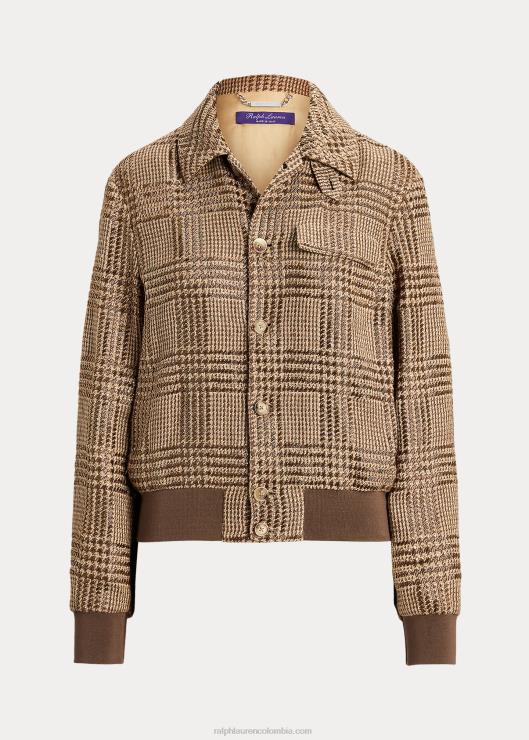 chamarra de cuadros escoceses con detalles de araminta mujer camello/marrón Ralph Lauren 2XR2V3565
