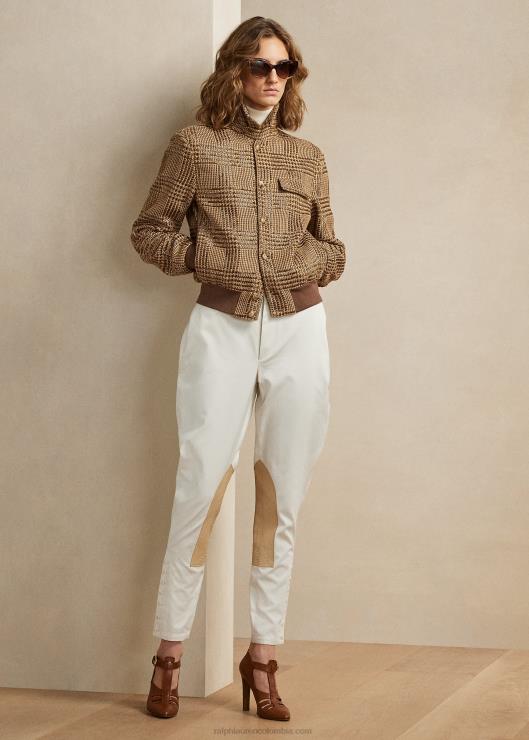 chamarra de cuadros escoceses con detalles de araminta mujer camello/marrón Ralph Lauren 2XR2V3565