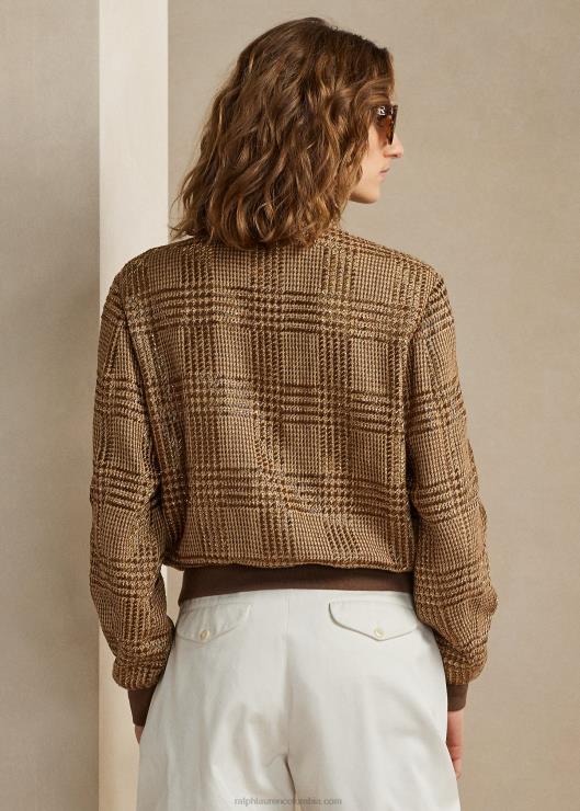 chamarra de cuadros escoceses con detalles de araminta mujer camello/marrón Ralph Lauren 2XR2V3565