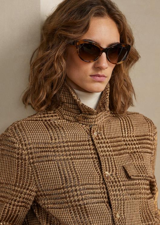 chamarra de cuadros escoceses con detalles de araminta mujer camello/marrón Ralph Lauren 2XR2V3565