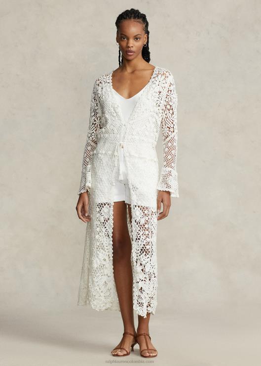 chamarra de encaje floral con botones en el frente mujer blanco Ralph Lauren 2XR2V2980