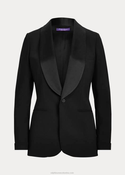 chamarra de esmoquin de lana aserradora mujer negro Ralph Lauren 2XR2V3439