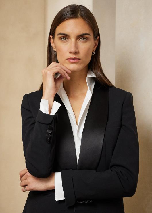 chamarra de esmoquin de lana aserradora mujer negro Ralph Lauren 2XR2V3439