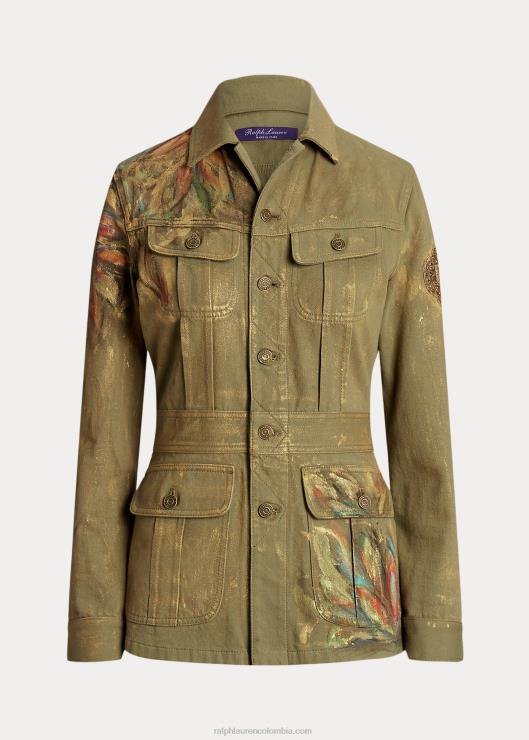 chamarra de mezclilla con detalles de bacall mujer flores verdes exóticas Ralph Lauren 2XR2V3597