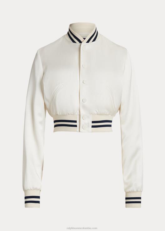 chamarra de raso lavado graeson mujer crema de lujo Ralph Lauren 2XR2V3480