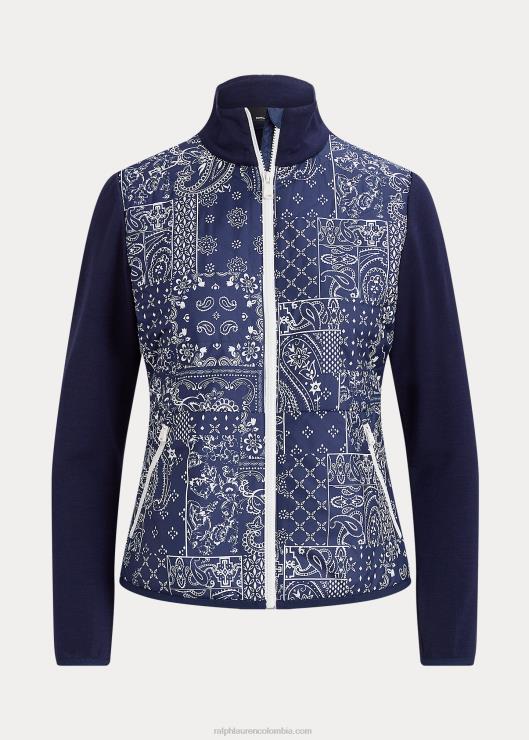 chamarra híbrida con estampado de bandana mujer parche de bandana azul marino Ralph Lauren 2XR2V3065