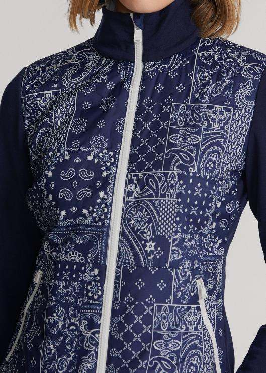 chamarra híbrida con estampado de bandana mujer parche de bandana azul marino Ralph Lauren 2XR2V3065