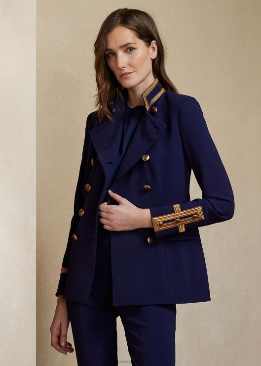 chaqueta de crepé de lana con doble botonadura mujer marina de lujo Ralph Lauren 2XR2V9330