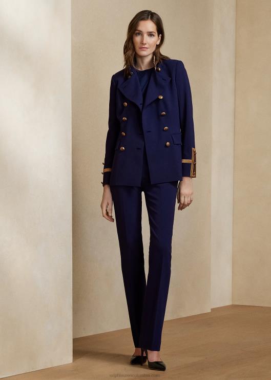 chaqueta de crepé de lana con doble botonadura mujer marina de lujo Ralph Lauren 2XR2V9330