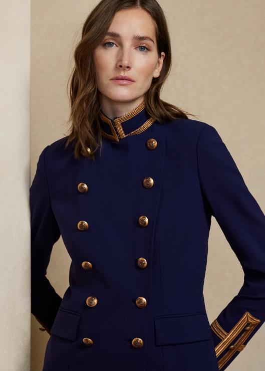 chaqueta de crepé de lana con doble botonadura mujer marina de lujo Ralph Lauren 2XR2V9330