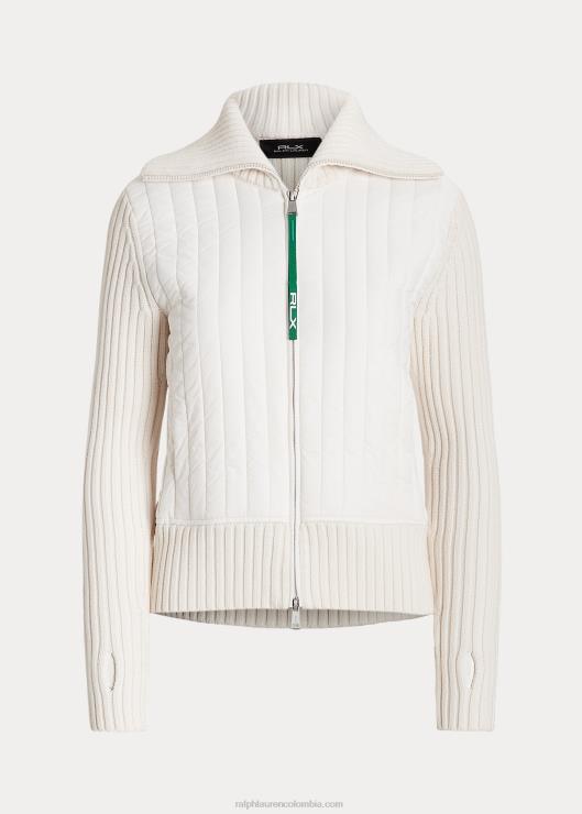 chaqueta tipo suéter híbrida con cuello alzado mujer crema de pergamino Ralph Lauren 2XR2V3124
