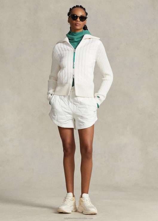 chaqueta tipo suéter híbrida con cuello alzado mujer crema de pergamino Ralph Lauren 2XR2V3124