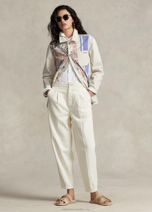 chaqueta utilitaria de lona con gráfico del logo mujer crema de marscapona Ralph Lauren 2XR2V3218