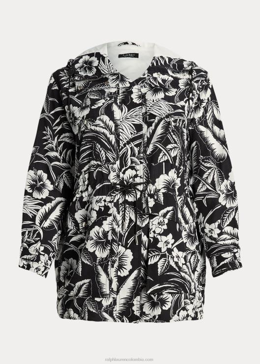cortavientos floral con capucha y ripstop mujer blanco negro Ralph Lauren 2XR2V4578