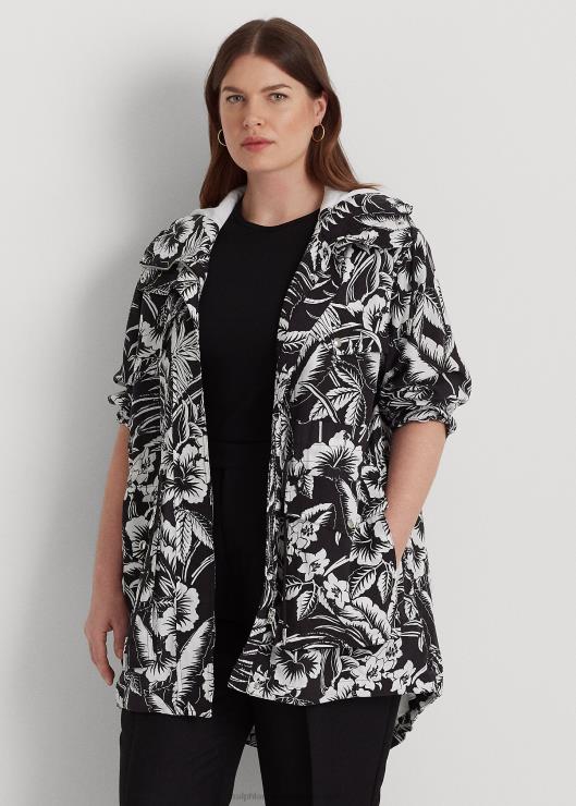 cortavientos floral con capucha y ripstop mujer blanco negro Ralph Lauren 2XR2V4578