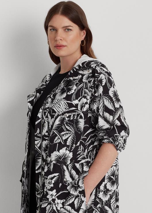 cortavientos floral con capucha y ripstop mujer blanco negro Ralph Lauren 2XR2V4578