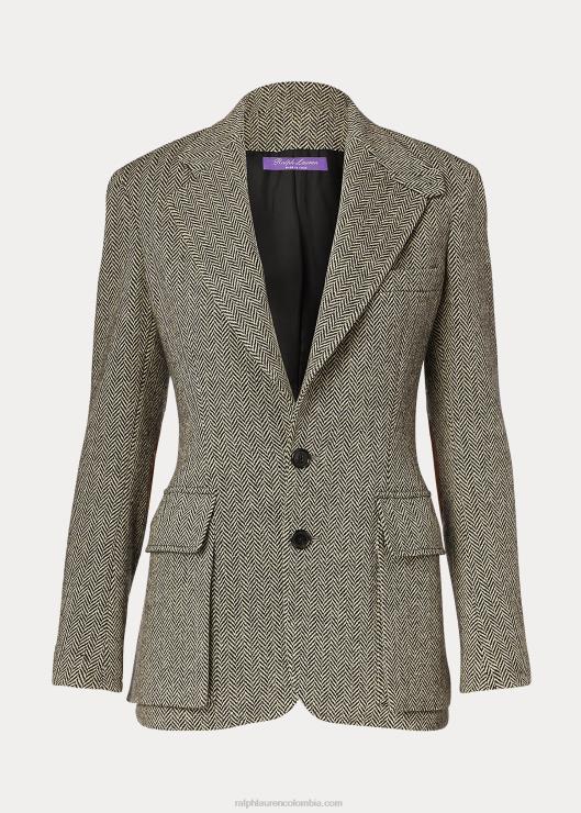 la chaqueta de tweed mujer negro/crema Ralph Lauren 2XR2V3463