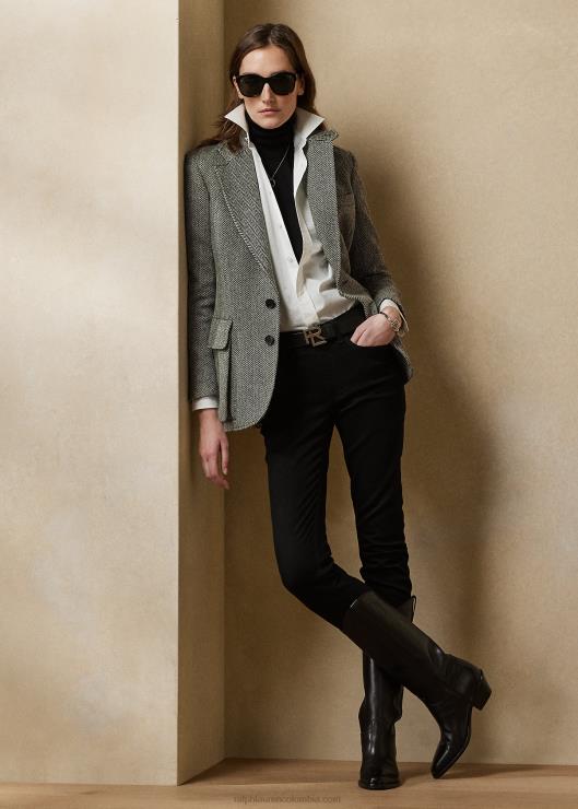 la chaqueta de tweed mujer negro/crema Ralph Lauren 2XR2V3463